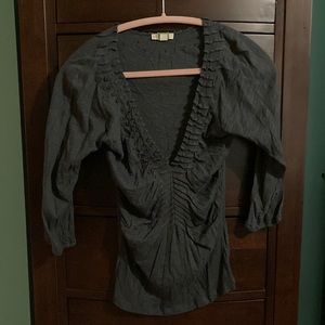 Anthropologie ETT taia Charcoal Grey 3/4 Sleeve Top XS